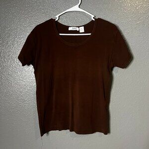 Vintage Y2K Bolton's Medium Chocolate Brown Scoop Neck T-Shirt